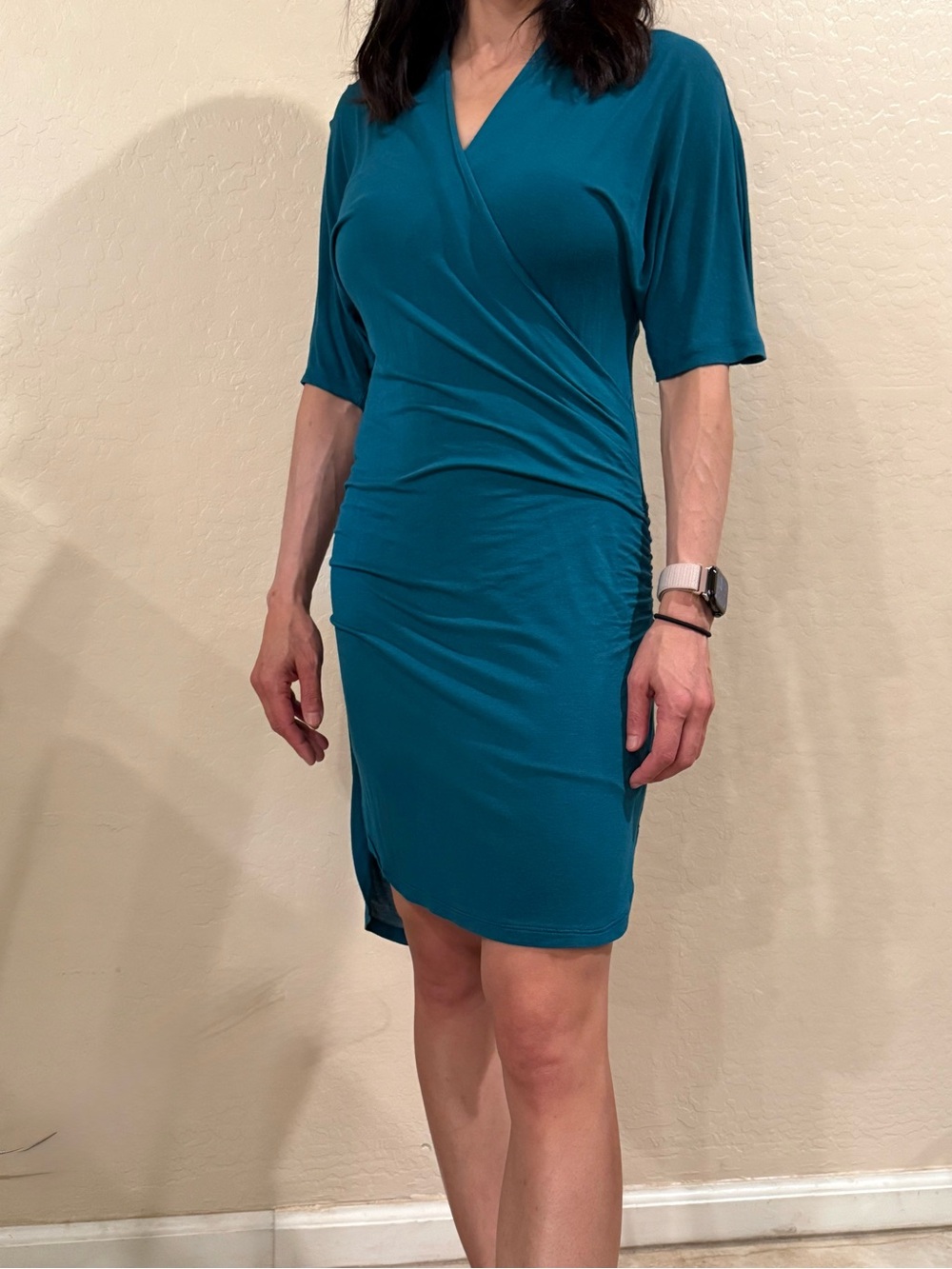 Banana Republic Teal Wrap-Style Midi Dress